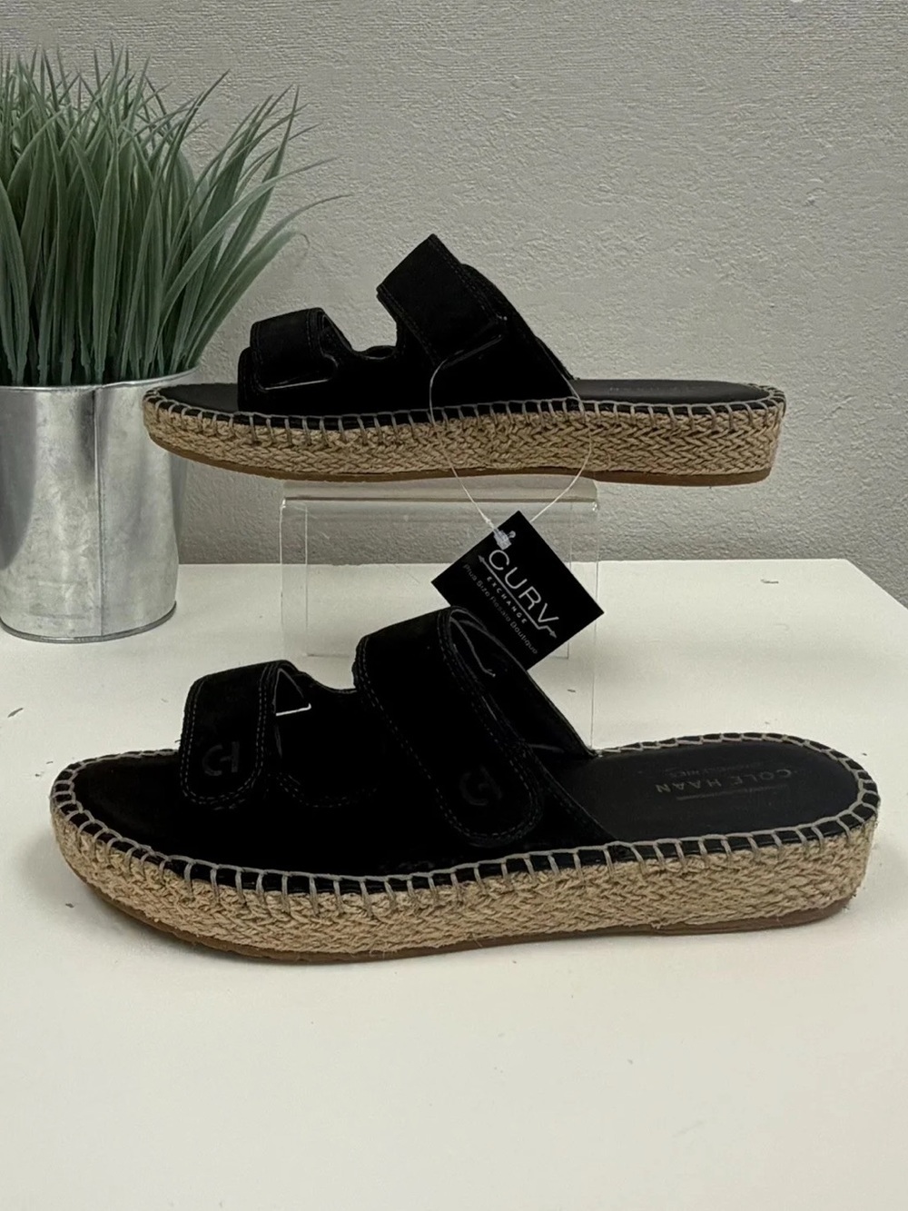 Cole Haan Black Cloudfeel Espadrille Slide Sandals - Size 8.5